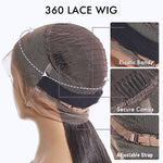 16-18" #1b 360 lace pre-plucked body wavy lace frontal wig 100% human hair