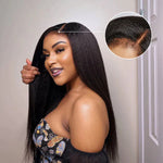 4 c Edges 1 kinky edges straight and body wavy HD glueless mid-part  long lace closure 150%