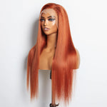 13x4 ginger lace front straight wig pre-plucked free part 150%
