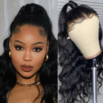 16-18" #1b 360 lace pre-plucked body wavy lace frontal wig 100% human hair