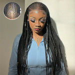 30" 13x7 fulani braided neat lace front wig 200%density 100% handmade