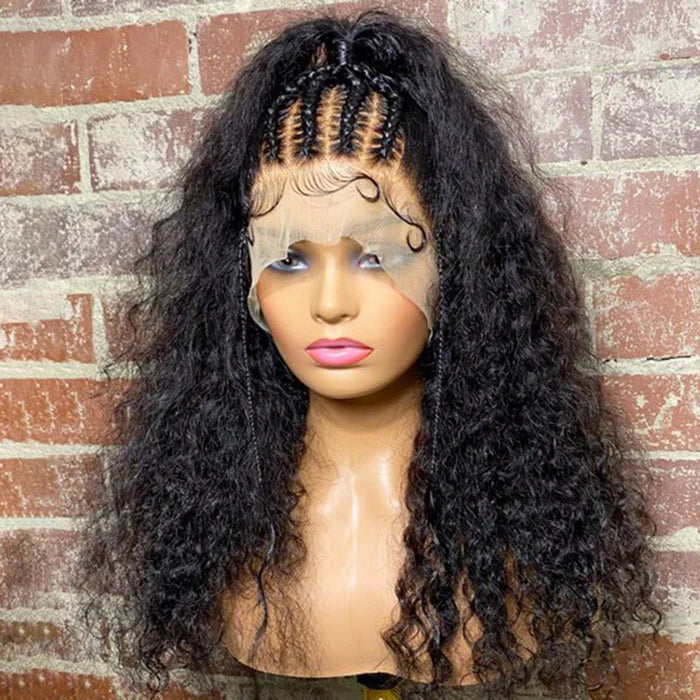 20" 13x4 half braids curly lace front wig 250%