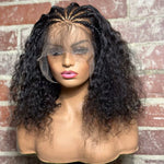 16" 13x6 seven braids with half curls lace front wigs 200% density