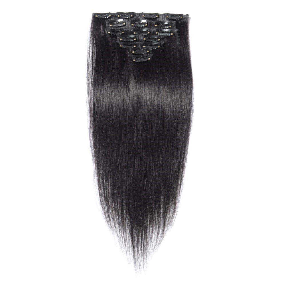 #1B NATURAL BLACK STRAIGHT 10 PIECE CLIP IN EXTENSIONS