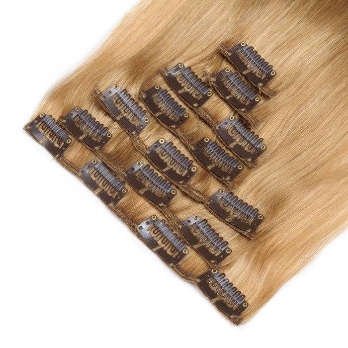 #27 STRAWBERRY BLONDE STRAIGHT 10 PIECE CLIP IN EXTENSIONS