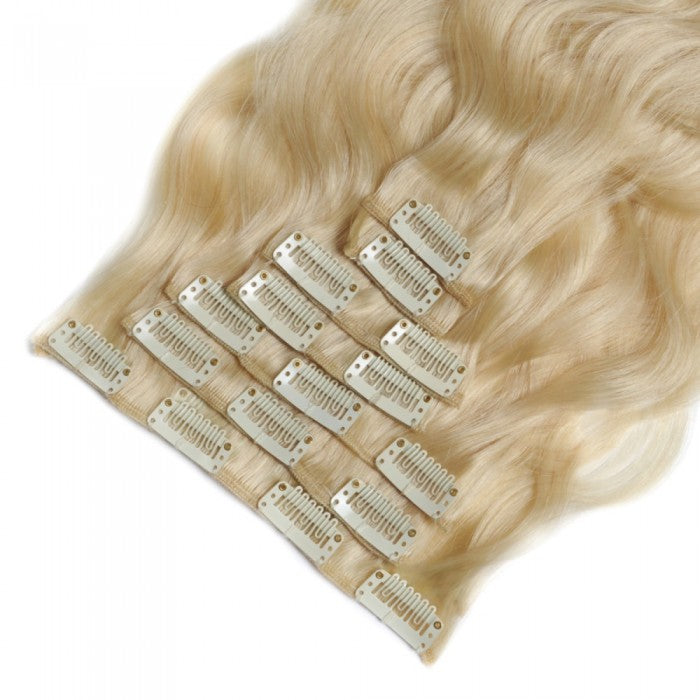 #613 LIGHTEST BLONDE BODY WAVY 10 PIECE CLIP IN EXTENSIONS