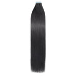 #1 JET BLACK STRAIGHT TAPE IN REMY HAIR EXTENSIONS
