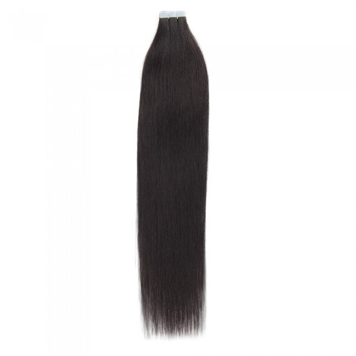 #1B NATURAL BLACK STRAIGHT TAPE IN REMY HAIR EXTENSIONS