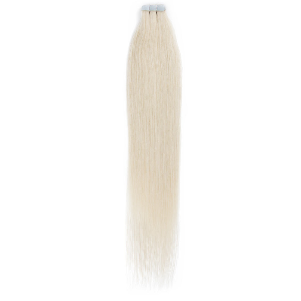 #60 WHITE BLONDE STRAIGHT TAPE IN REMY HAIR EXTENSIONS